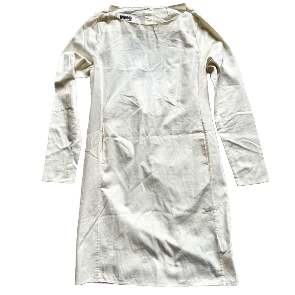 MAISON MARTIN MARGIELA NWT BOATNECK LONG SLEEVE DRAPED BACK DRESS W/ POCKETS